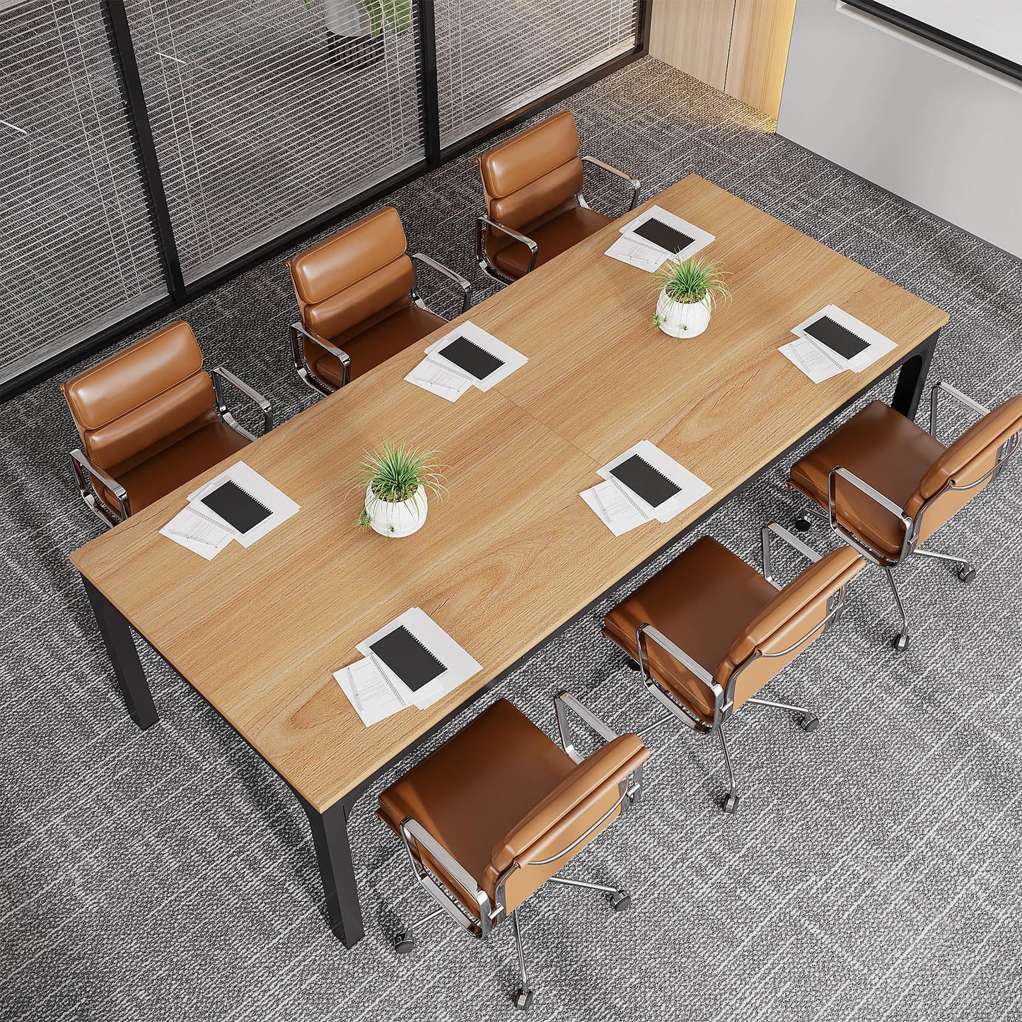 Tribesigns 6.5 FT Conference Room Table, 78.74" W x 27.56" D Large Office Conference Table, Modern Seminar Meeting Table Desk for Boardroom, Meeting Room (1, Natural)