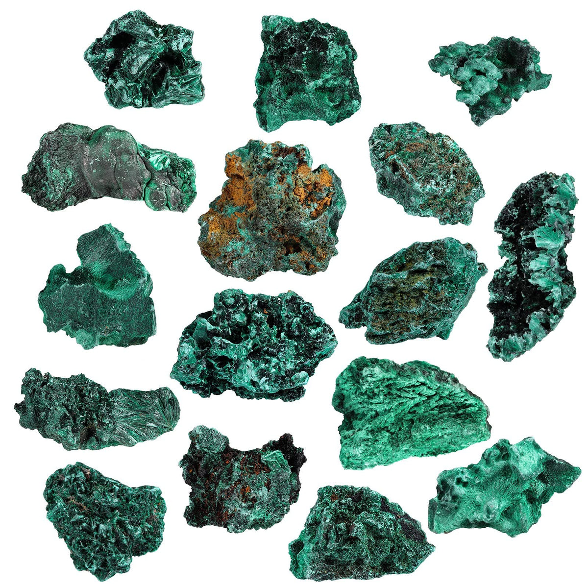 Amogeeli Natural Raw Malachite Crystal Cluster Specimen for Collection, Healing Mineral Stone Decoration for Home Office, 0.02-0.11 lb
