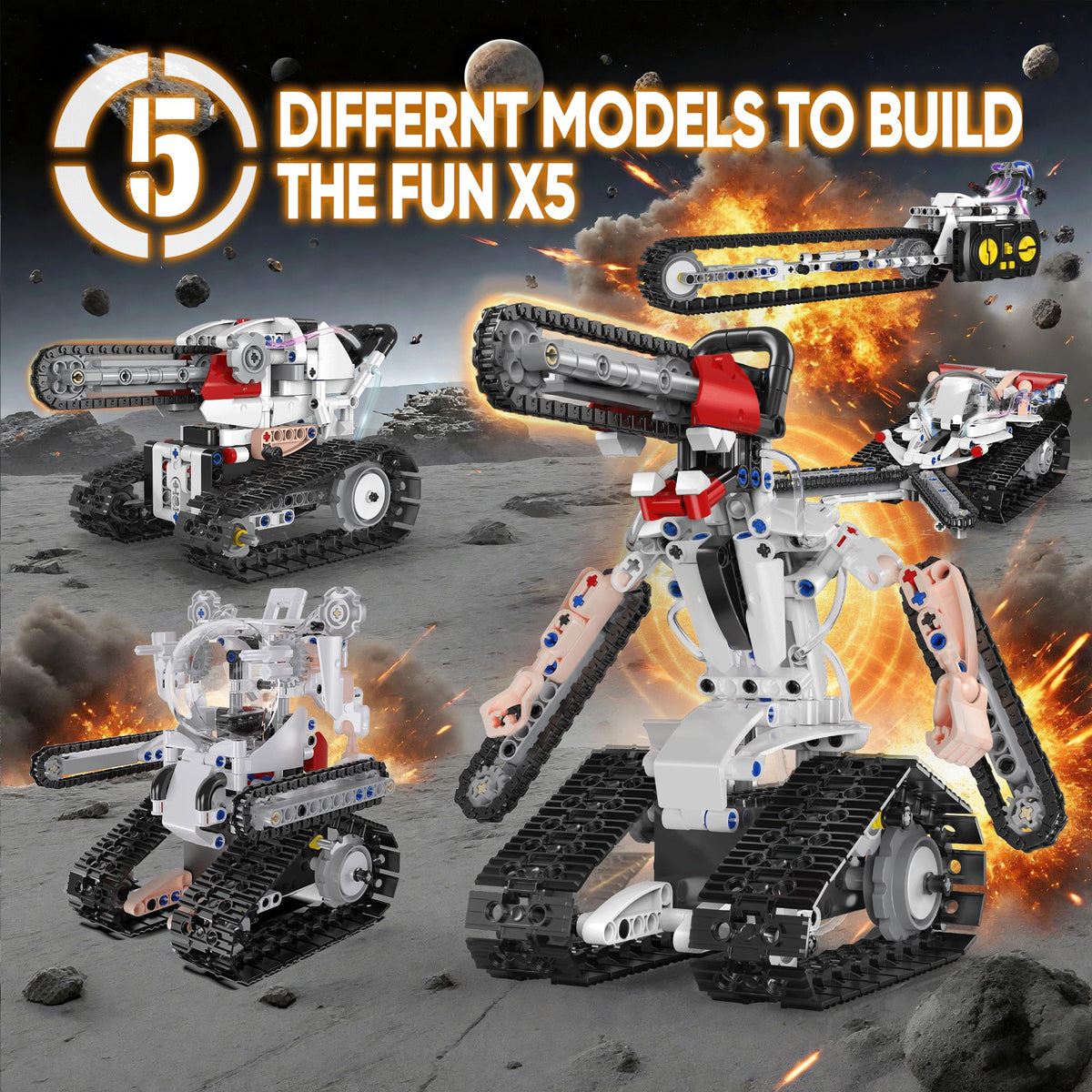 5 in 1 STEM RC Robot Building Kit for Boys, APP & Remote Control Erector Set RC Toys for Kids Blocks 419 Pcs, DIY Build Science Educational Gift for Age 6 7 8 9 10 11 12+ Boys & Girls
