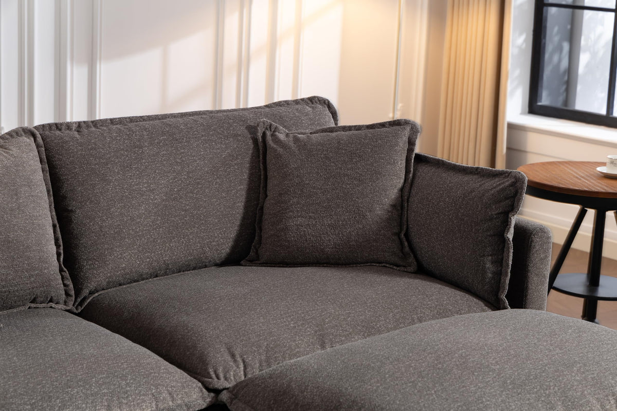Eafurn Oversized Reversible Modular Sectional Sofa with Movable Ottoman, Convertible L Shaped Corner Couch Modern Chenille Sofa Set w/Double Layers Seat Cushions for Living Room Apartment
