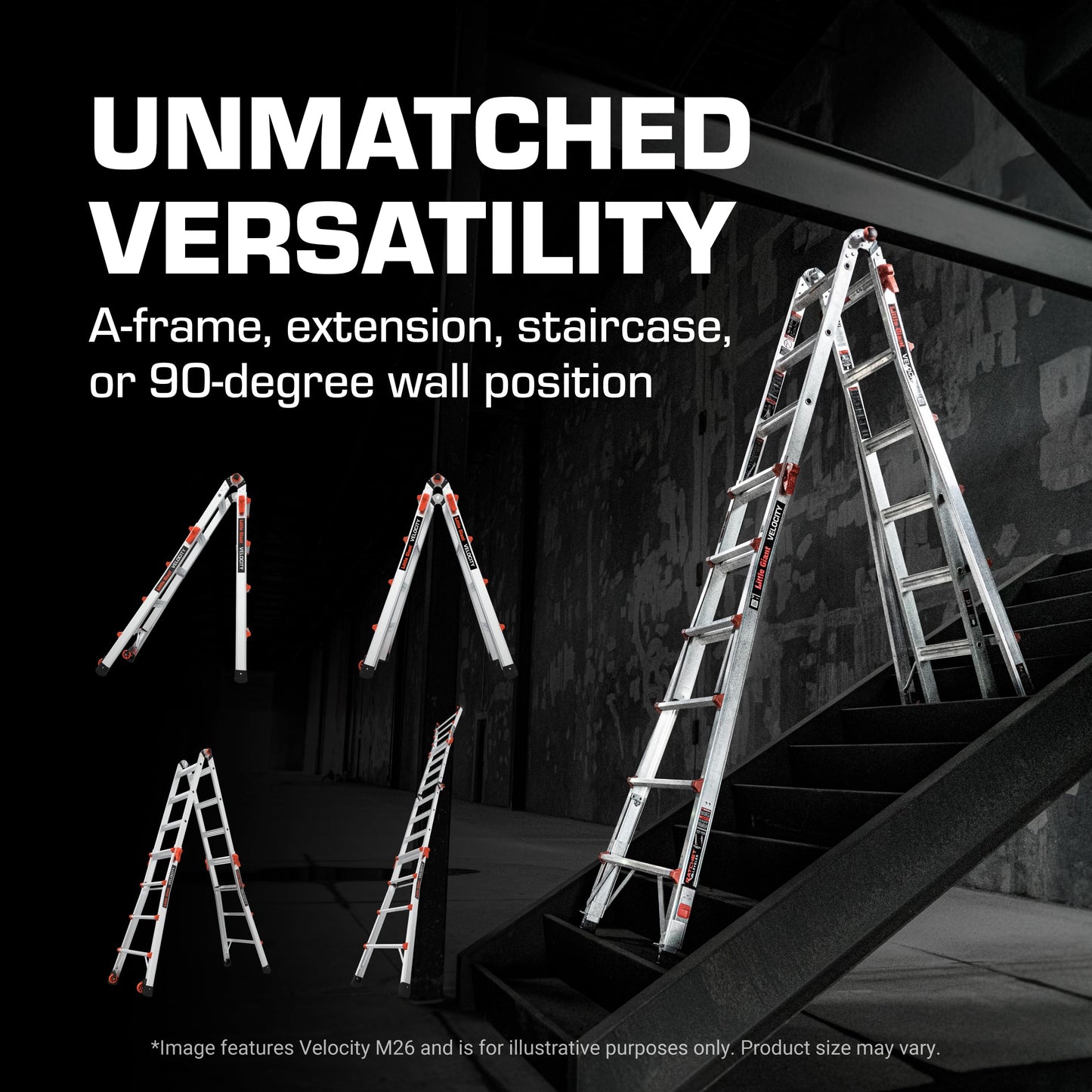 Little Giant Ladders, Velocity with Wheels, M17, 17 Ft, Multi-Position Ladder, Aluminum, Type 1A, 300 lbs Weight Rating, (15417-001)