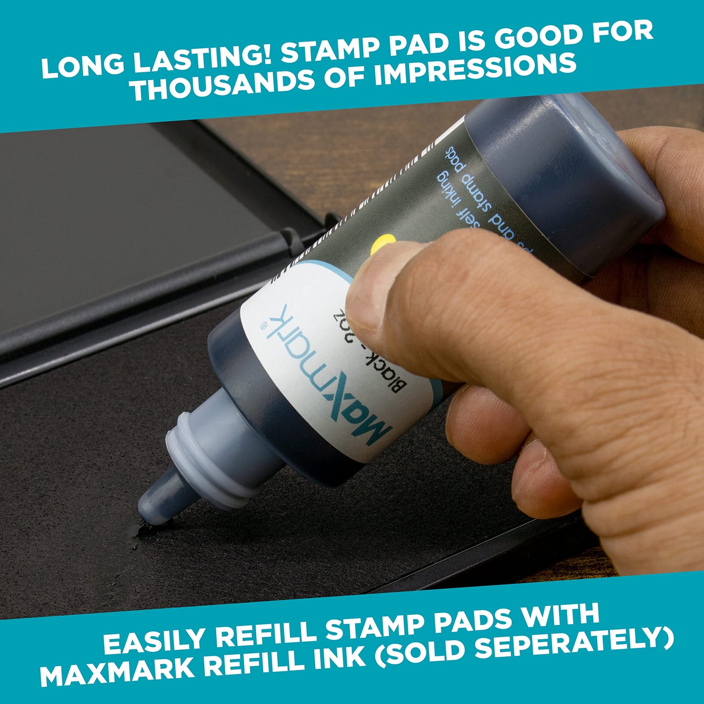 MaxMark Large Premium Sky Blue Ink Stamp Pad - 3.5" x 6.25" - Quality Felt Pad