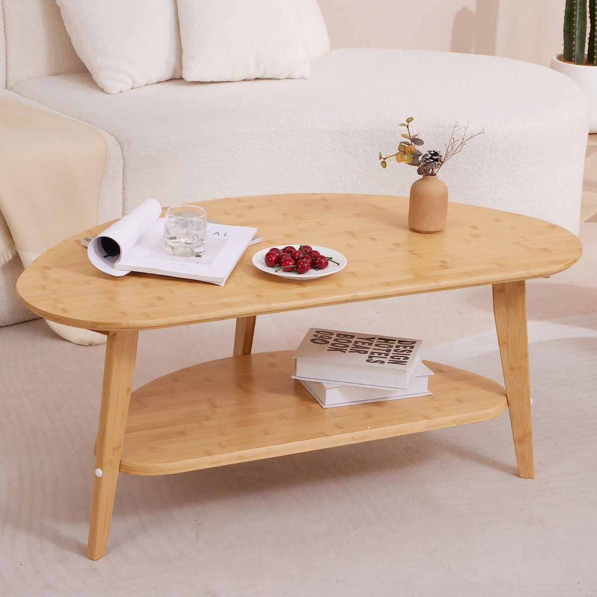 NAVREX Coffee Table, Oval Coffee Tables for Living Room, 100% Solid Wood Coffee Tables, 40.2" Round Center Table for Bedroom Reception Office, Mid Century Modern Coffee Table, Easy Assembly