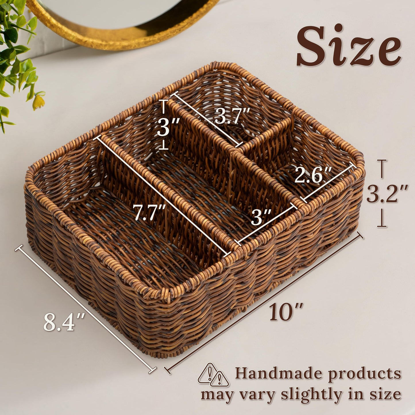 WeeNest Tea Bag Holder Organizer, Sugar Packet Holder, Teabag Basket, Coffee Bar Organizer, Coffee Condiment Accessories, Tea Packet Storage Container for Countertop, Resin Wicker, Toffee