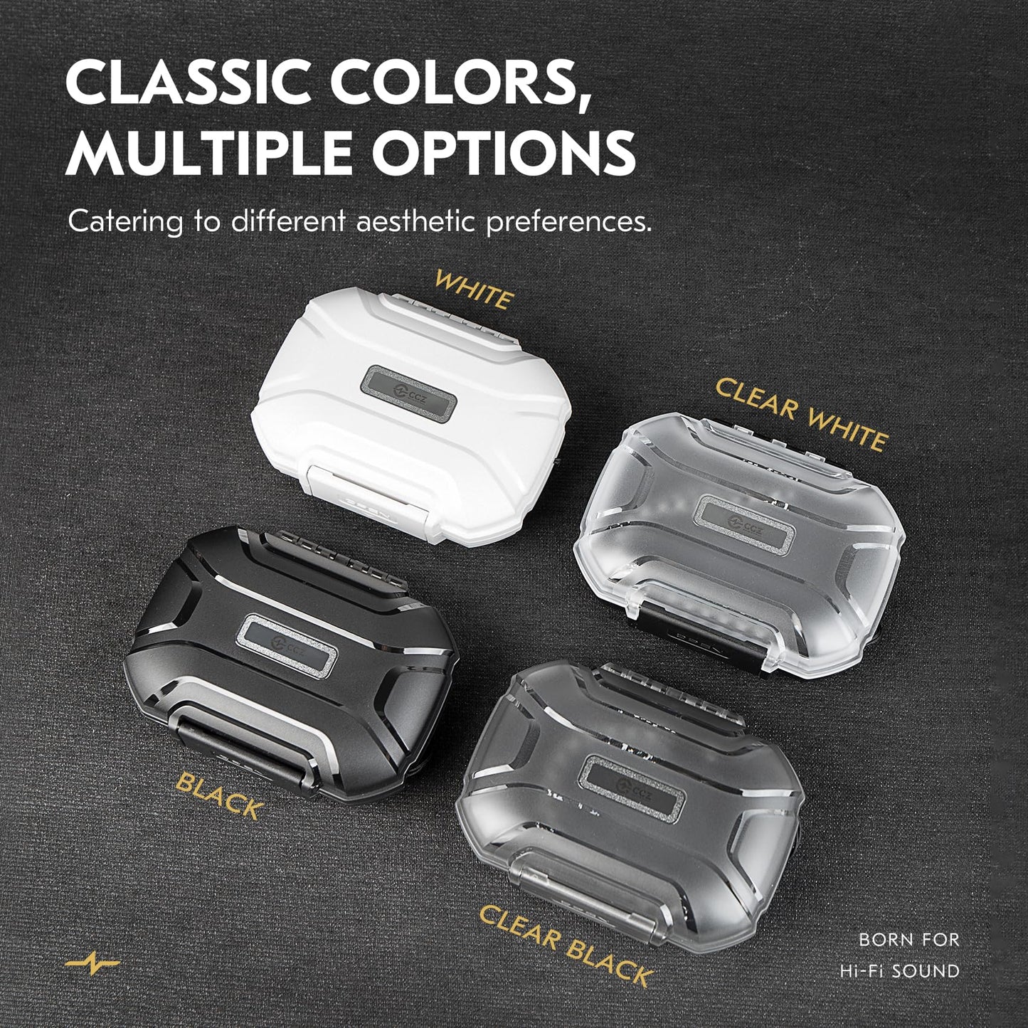 CCZ Taichi Portable IEM Case, Water-Resistant Earbuds Storage Hard Box, Travel Carrying Case for Headphones Compatible with Moondrop CHU II,KZ ZS10 PRO (Black)