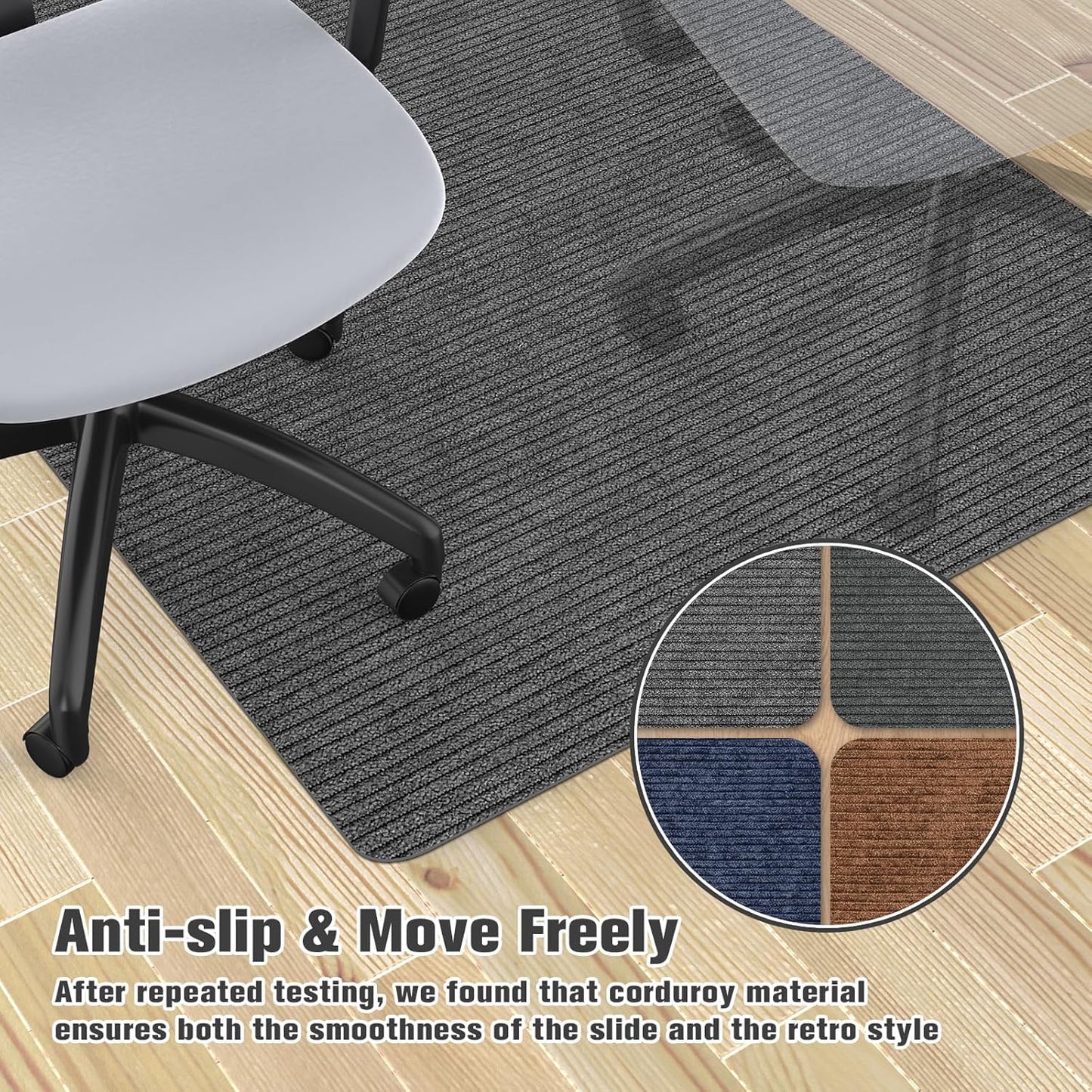 Placoot Desk Chair Mat for Hardwood Floor & Tile 55"x35" Office Chair Mat for Rolling Chairs Large Anti-Slip-Recyclable Material Computer Chair Rug for Office/Home