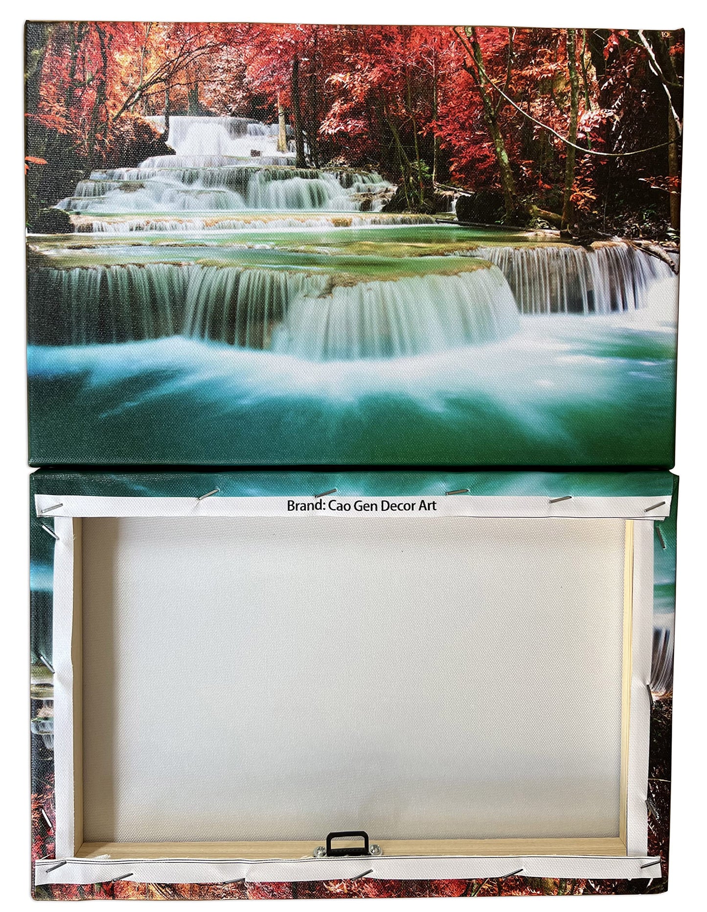 Cao Gen Decor Art-S05150 Wall Art 1 Pieces Waterfall Canvas Print Landscape Paintings Framed Red Trees Forest Canvas Falls Picture for Bedroom Living Room Office kitchen Home Decor Ready to Hang