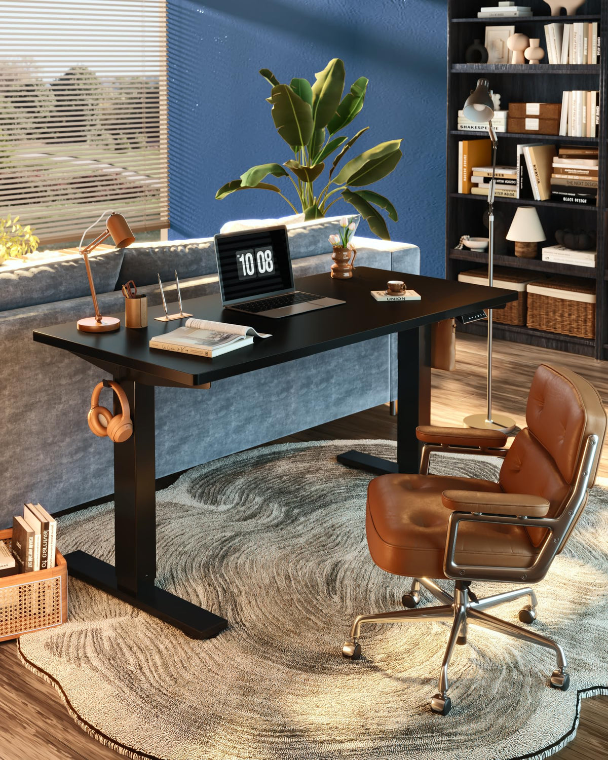 FLEXISPOT EN1 One-Piece Standing Desk, Electric Adjustable with 4 Memory Presets, 176 LBS Capacity, Stable & Quiet, Seamless Desktop for Home Office & Dual Monitors, 48"x24" Black