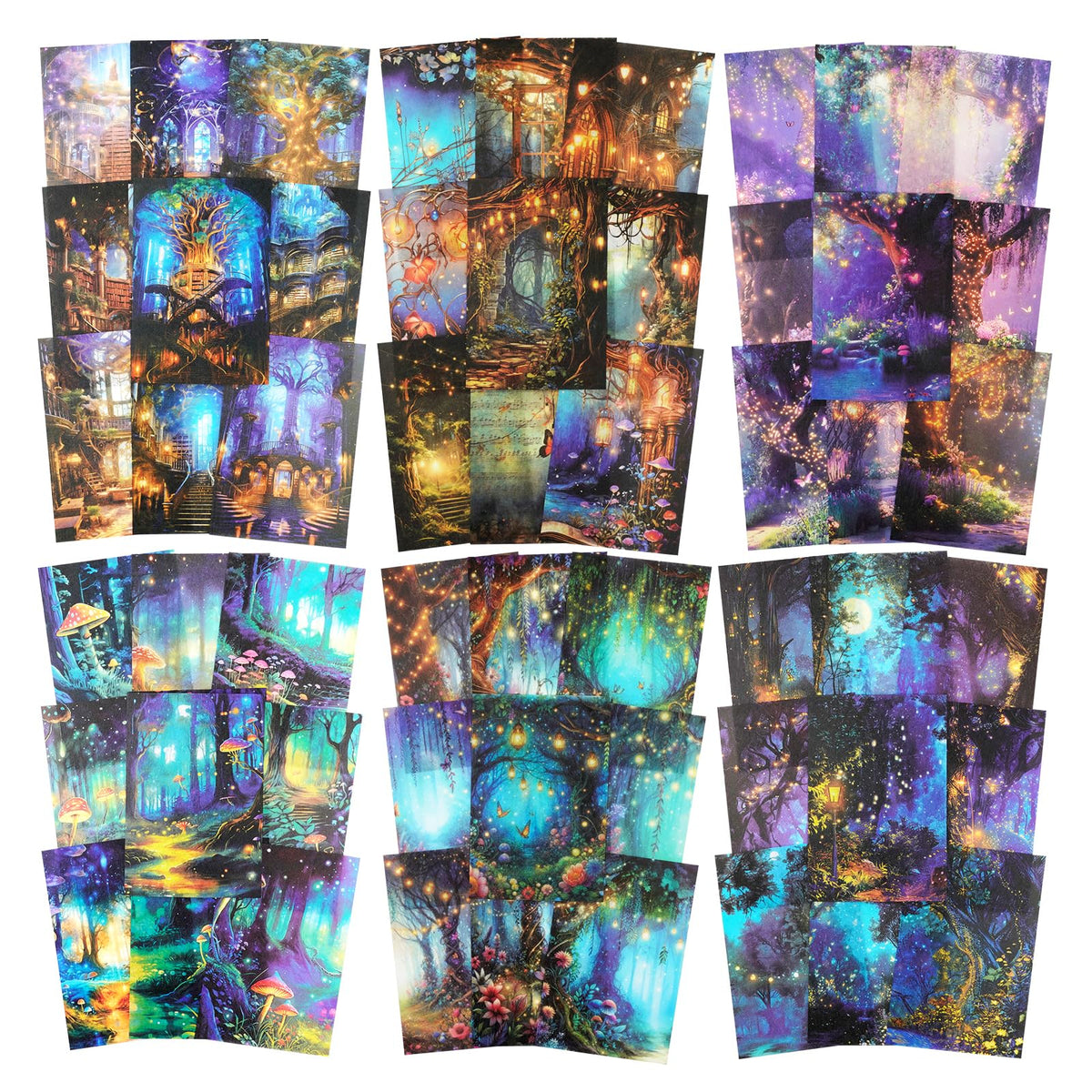 Miyouluna 60PCS Twilight Forest Washi Stickers, Mystical Woodland Scenes for Journals, Scrapbooking, DIY Crafts and Gift Wrapping