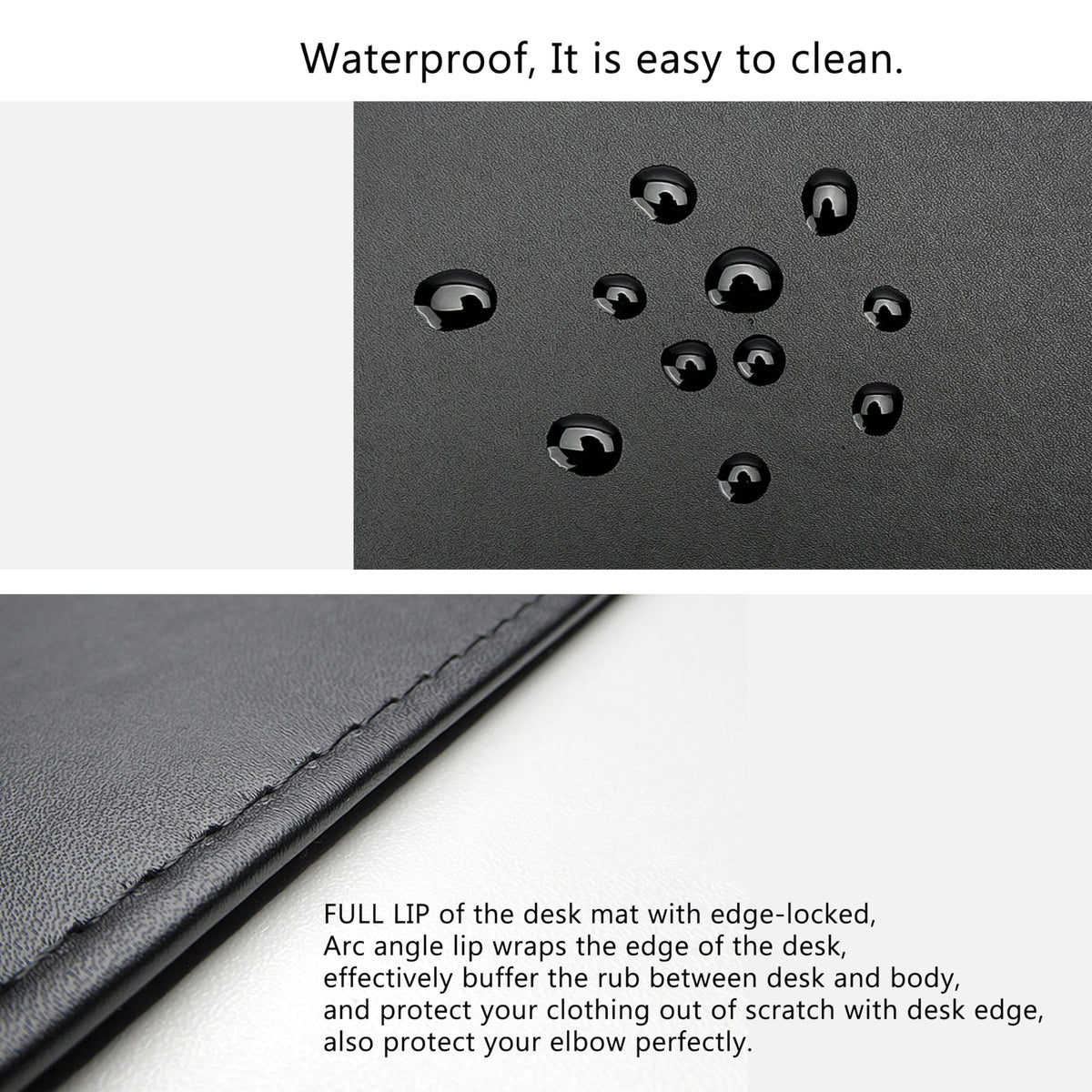 AKOZLIN 27.55”x 15.8" Soft PU Leather Surface Office Desk Mouse Mat Anti-Push Pad with Full Grip Fixation Lip Table Blotter Edge-Locked Protector