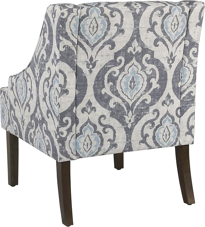 HomePop Velvet Swoop Arm Accent Chair, Suri Blue
