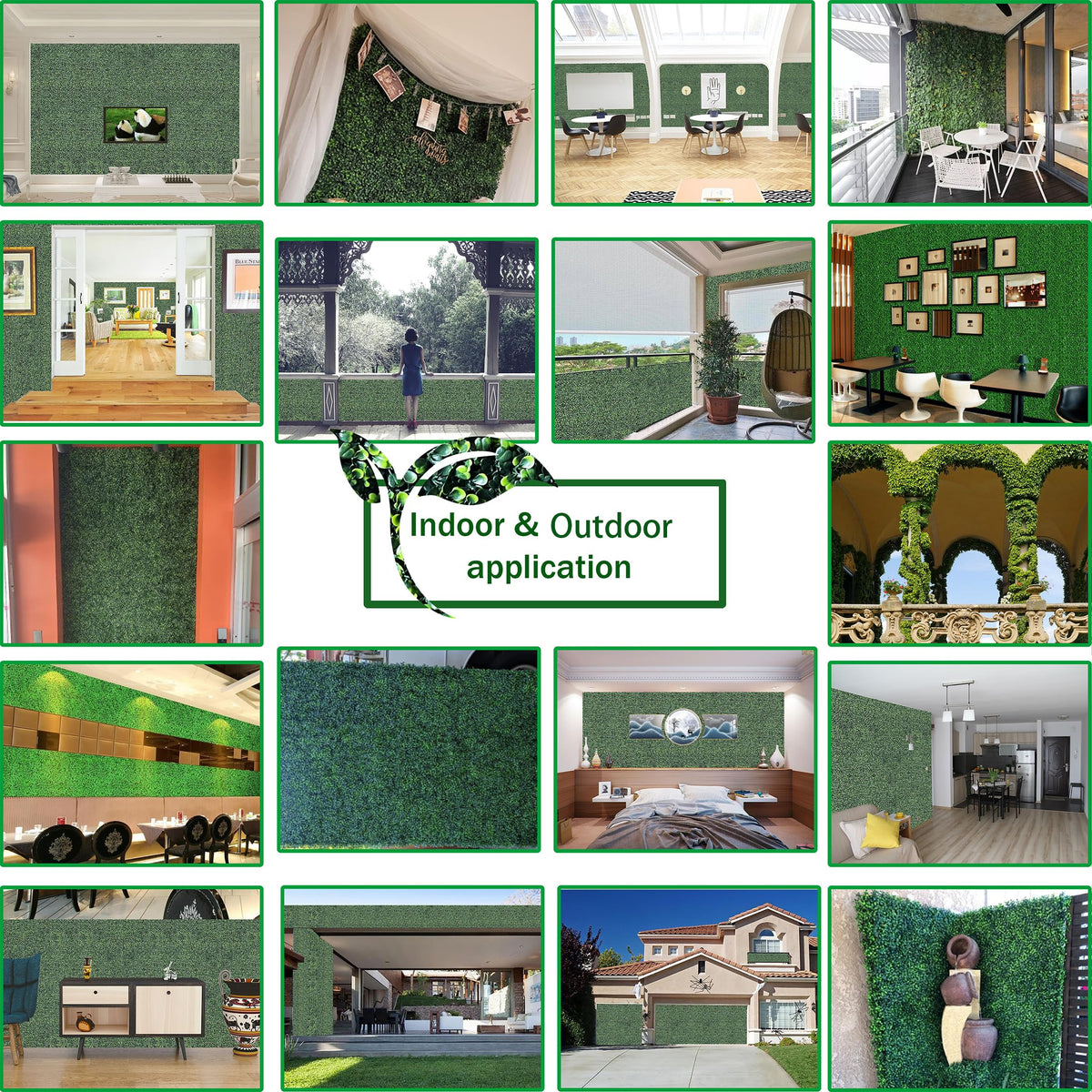 ODTORY Artificial Grass Wall Panels:16" X 12" 6P (8 sqft) UV-Anti Greenery Boxwood Backdrop for Indoor Outdoor Green Wall Decor & Ivy Fence Covering Privacy