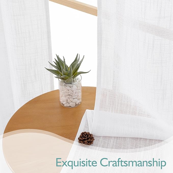 Chyhomenyc Semi Sheer Curtains 84 Inches Long 2 Panels Set, Light Filtering