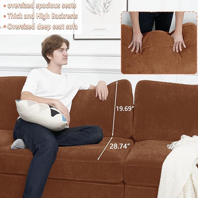 EASE MOOSE Oversized Sectional Modular Sofa, Chenille Large L Shape Sectional