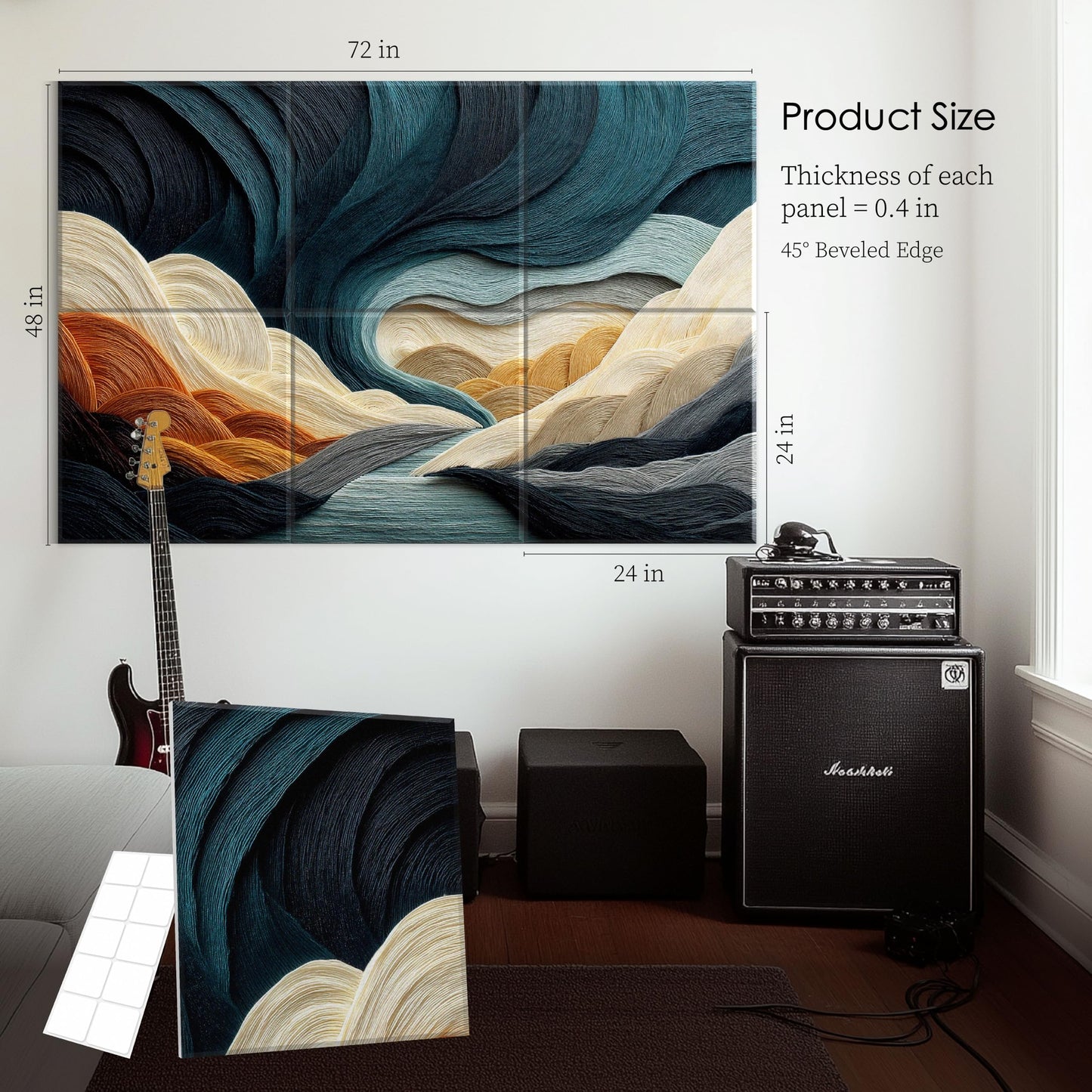6 Pack Sound Absorbing Panels 72x48 Inch Decorative Acoustic Panels Acoustic Wall Panels for Home Office Studio Quick and Easy Setup