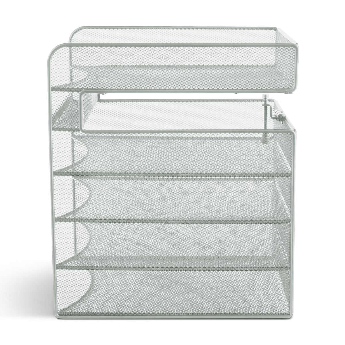 Safco Onyx Hanging Desktop Organizer with 5 Horizontal Trays, Under-Desk Storage. Fits Tables 1.75" Thick and Under, Silver