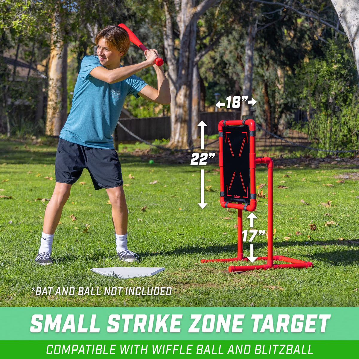GoSports Baseball Strike Zone Target for Plastic Balls - Compatible with Blitzball and Wiffle Ball