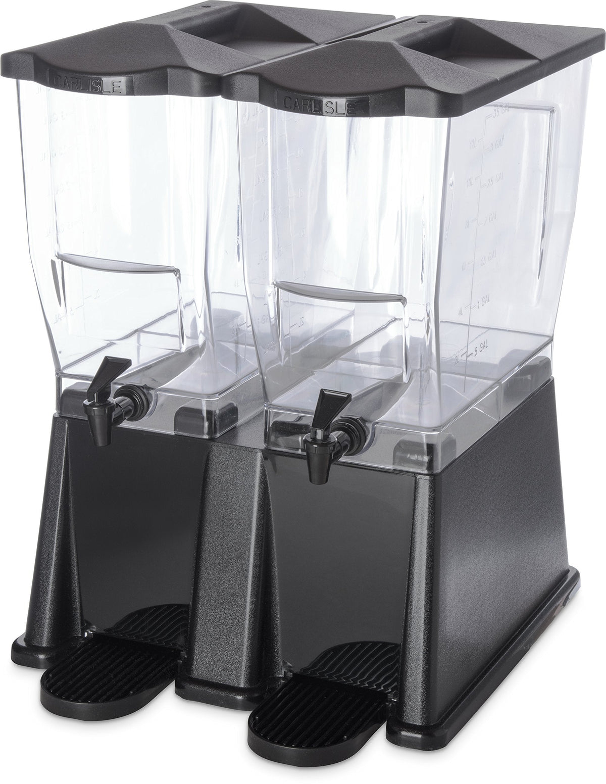 Carlisle FoodService Products Trimline Double Base Rectangular Beverage Dispensers with Spigot for Catering, Buffets, Restaurants, Polycarbonate (Pc), 2 x 3.5 Gallons, Black