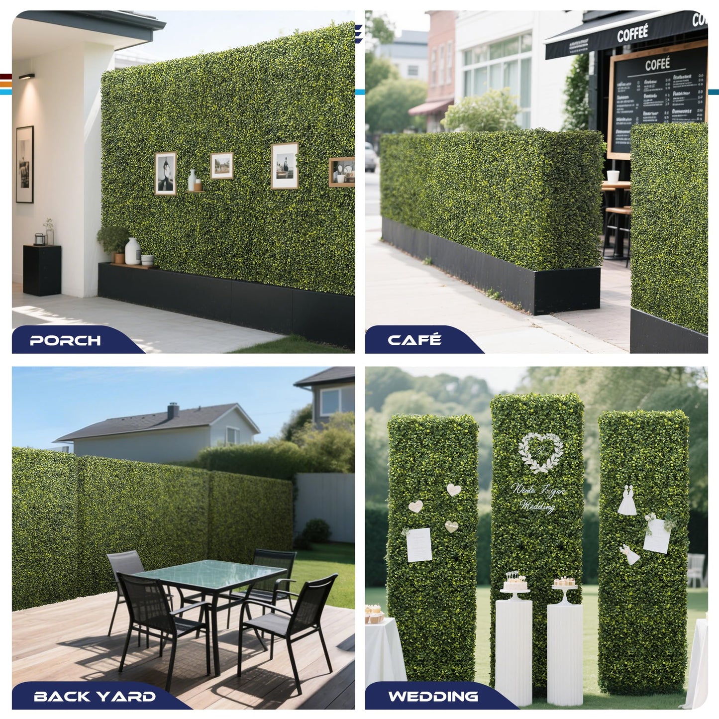 Windscreen4less 18Wx36Hx6D inches Artificial Boxwood Hedge Wall, Greenery Fake Grass Background Partition, Outdoor Privacy Wall for Terrace, Balcony, Restaurant, Garden, Party Decoration