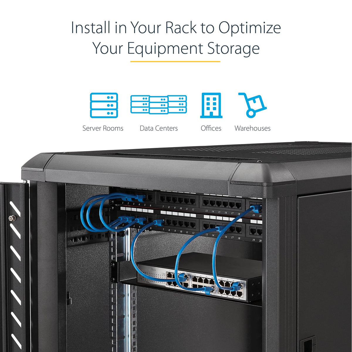 StarTech.com 2U Server Rack Shelf - Universal Rack Mount Cantilever Shelf for 19" Network Equipment Rack & Cabinet - Heavy Duty Steel – Weight Capacity 125lb/56kg - 18" Deep Tray, Black (CABSHELFHD)