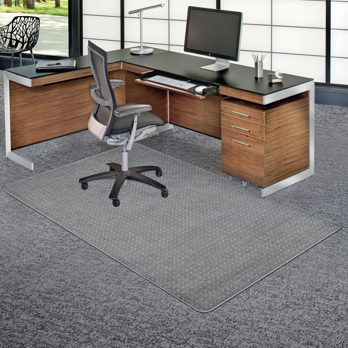 BesWin Extra Large Office Chair Mat for Carpeted Floors, 46" x 72" Transparent Desk Mat for Low Pile Carpet, Smooth Glide Computer Desk Chair Mat for Home, Office (Rectangle)