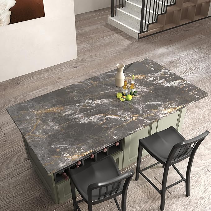 BAYYA 31.5"x80" Glossy Grey Marble Contact Paper