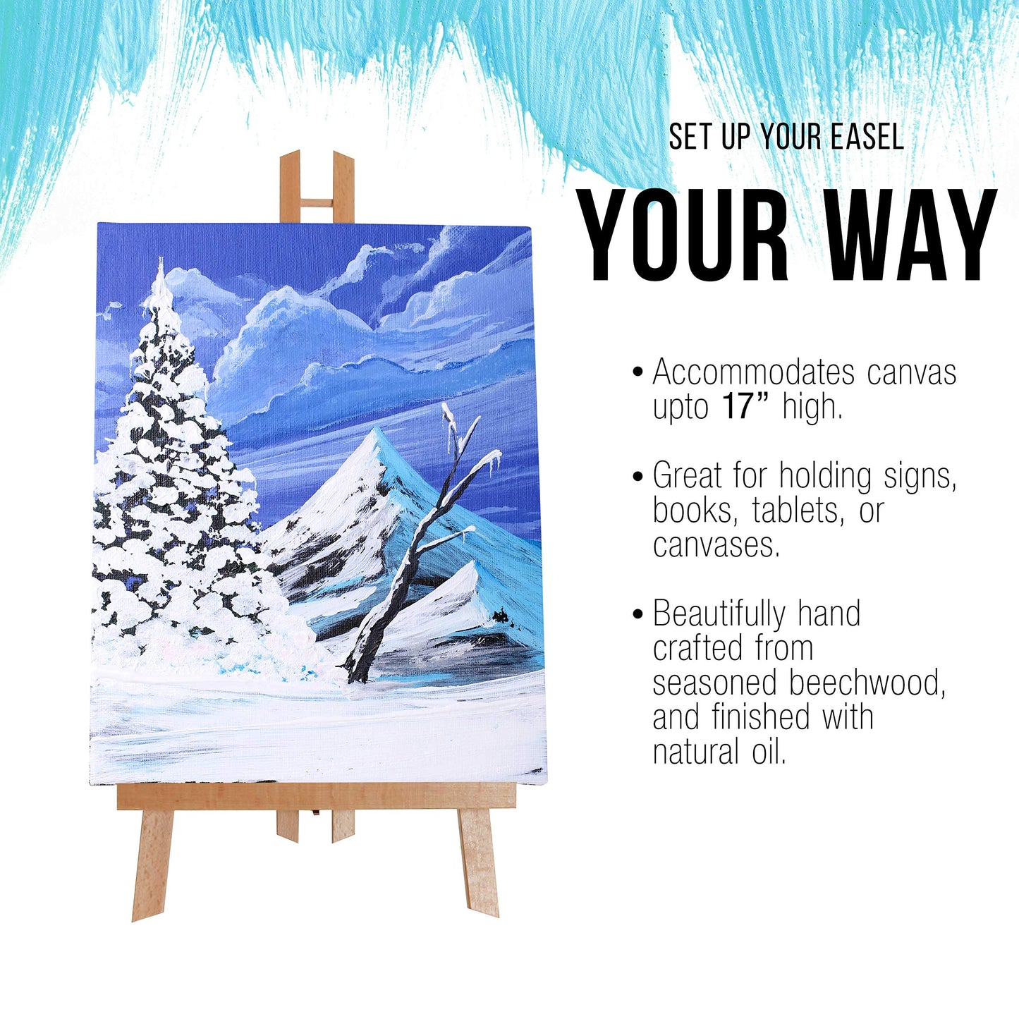 U.S. Art Supply 18" Large Tabletop Display Easel - Beechwood Artist A-Frame Display Stand, Wooden Easel for Painting, Canvas Stand, (Pack of 6) Classrooms Events Photo Picture Sign Holder
