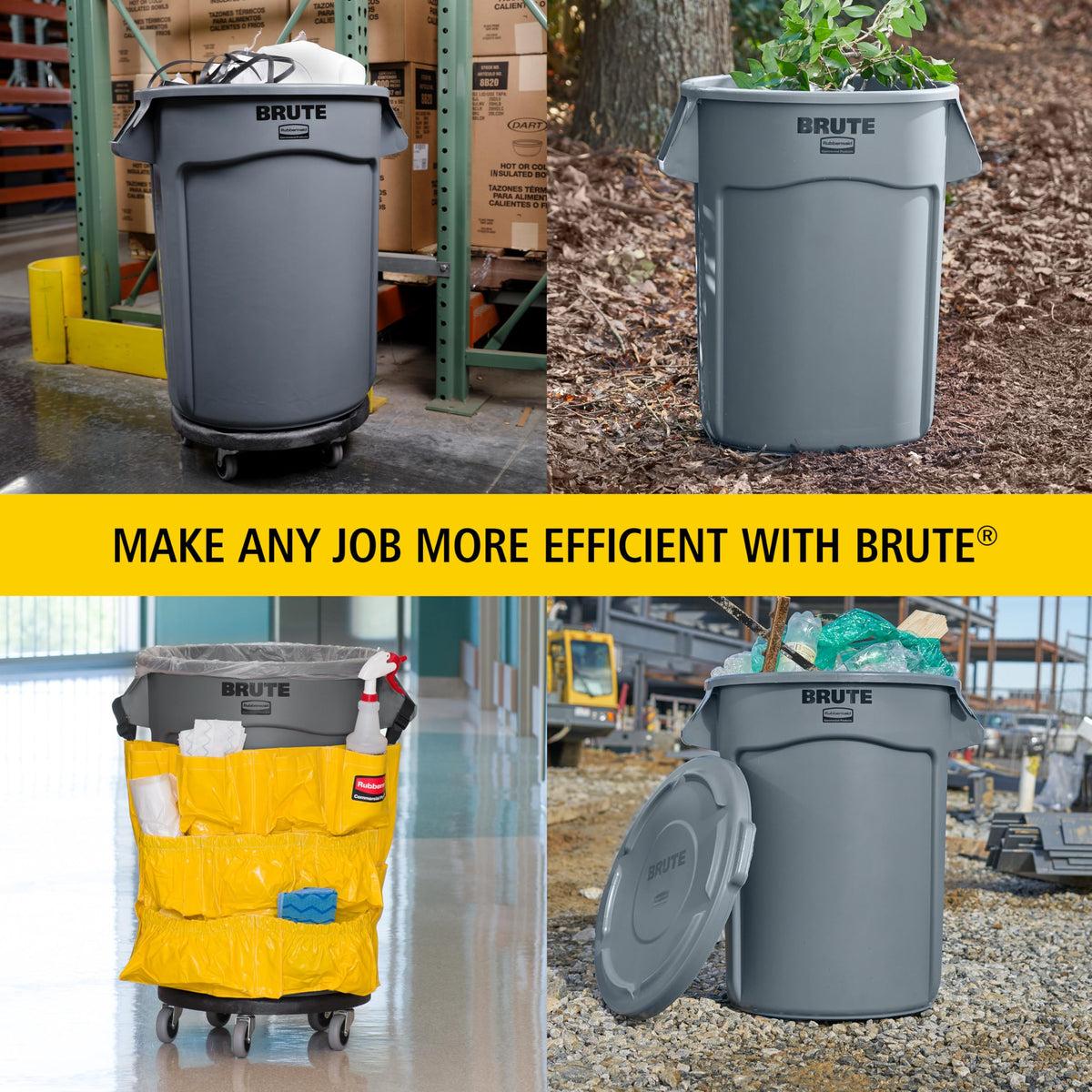 Rubbermaid Commercial Products BRUTE Heavy-Duty Round Trash/Garbage Can, 20-Gallon, Blue, Outdoor Waste Container for Landscapers/Construction/Restaurants/Back of House/Offices/Warehouses