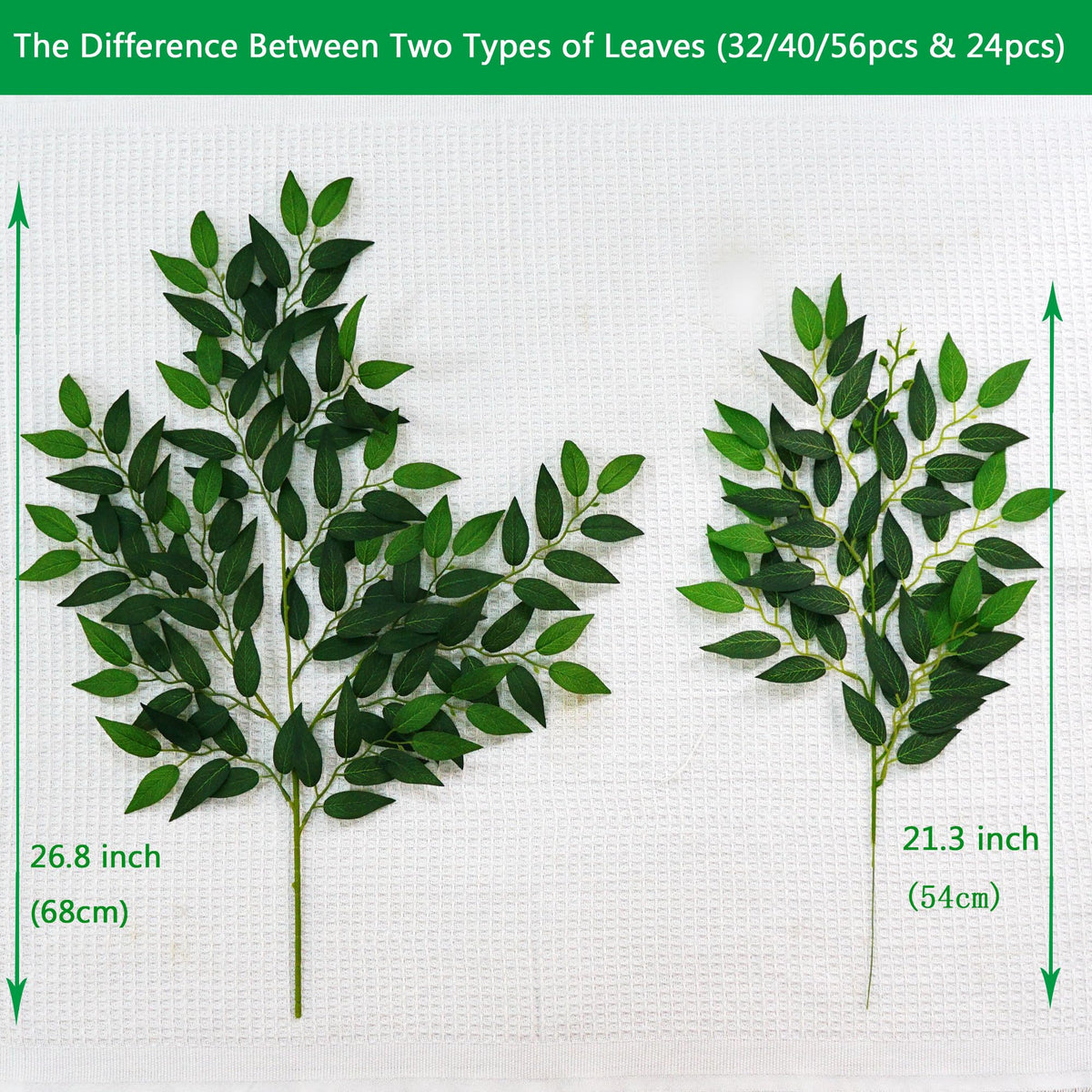 VOELIGT 40pcs Italian Ruscus Greenery 68cm Artificial Greenery Stems Leaf Greenery Garland for Wedding Arch Flowers Centerpieces Balloon Arch Home Decor