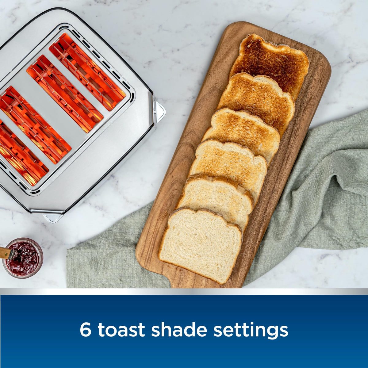 Oster 4-Slice Toaster Touch Screen Stainless Steel Digital Timer 6 Shade Settings Easy to Clean Removable Crumb Tray