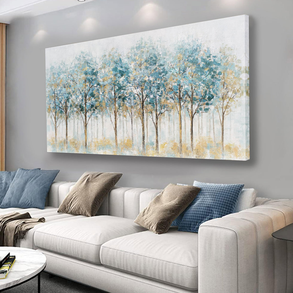 Belmrxne Tree of Life Wall Art Blue and Gold Wall Decor Modern Canvas Painting Gallery Artwork for Living Room Bedroom Dining Room Office Home Decor 29x58 inches