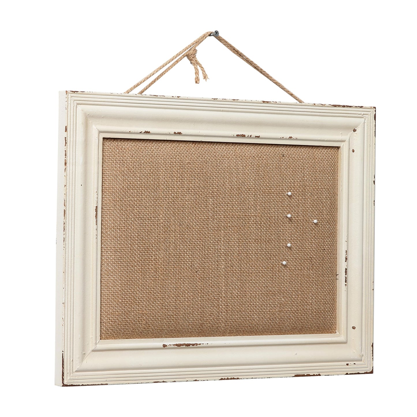 SOFE Cute Linen Small Bulletin Board, 15.7×12 Inches White Decorative Cork Boards for Walls with Frame, Wood Vision Board Farmhouse Pin Board for Home Office School, Rustic Memo Board Display Photo