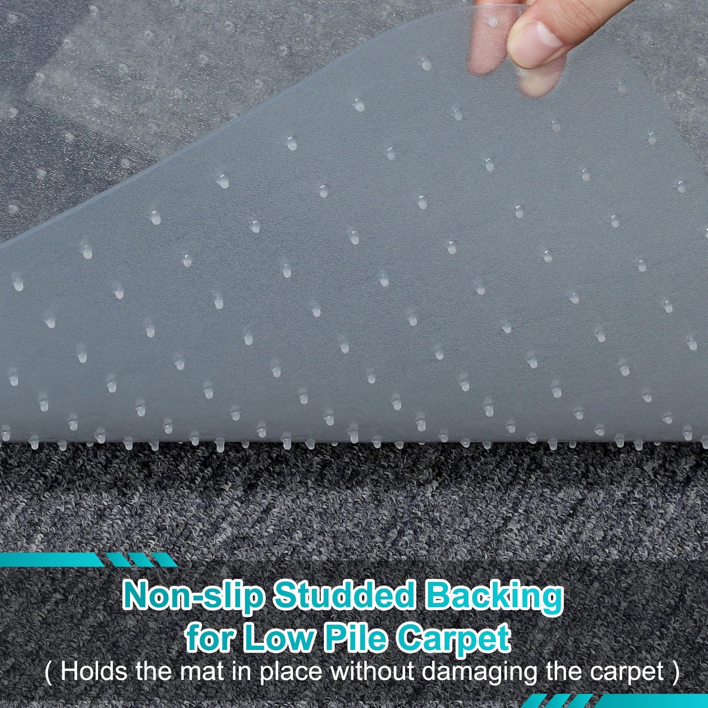 BesWin Extra Large Office Chair Mat for Carpeted Floors, 46" x 72" Transparent Desk Mat for Low Pile Carpet, Smooth Glide Computer Desk Chair Mat for Home, Office (Rectangle)