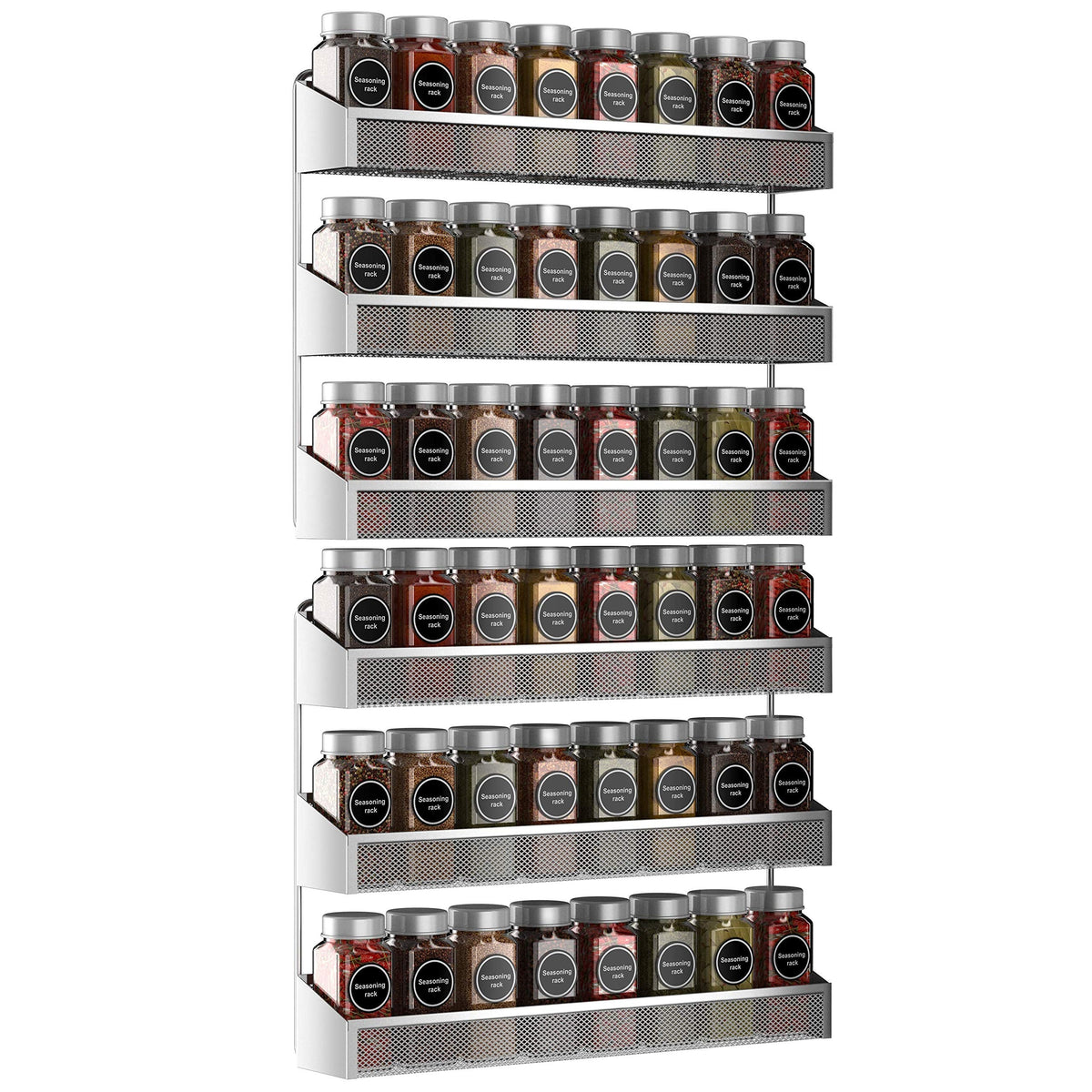 Auledio 2 Pack Spice Rack Organizer, 3 Tier Counter-top Stand or Wall Mounted Storage Rack Hanging Shelf for Kitchen Cabinet, Cupboard, Pantry Door or Bathroom Shower Cosmetic - Chrome