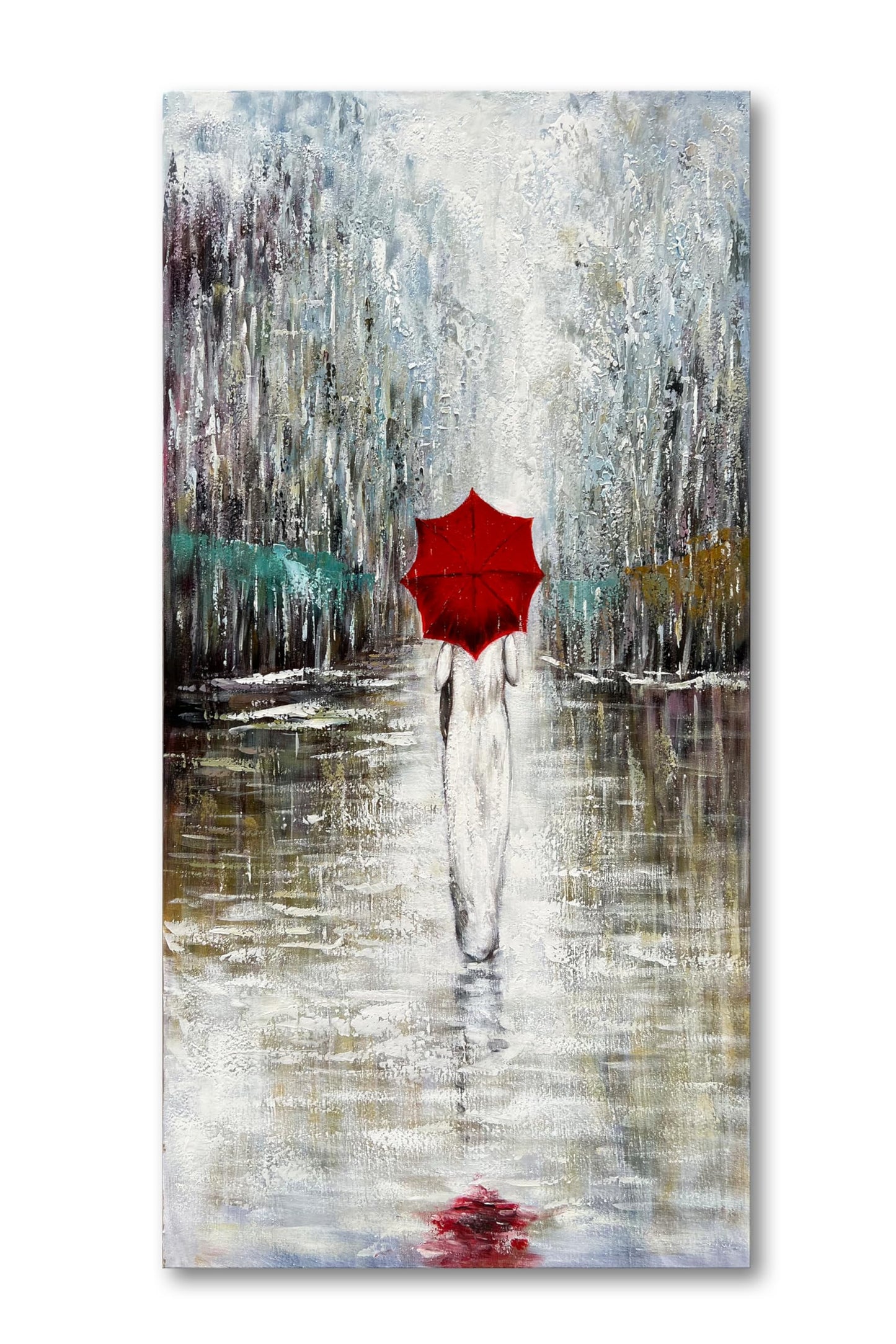 Diathou Art Hand-Painted Landscape Oil Painting Contemporary Abstract Vertical Canvas Frame Wall Art Living Room Bedroom Wall Decoration 47x23 Inches