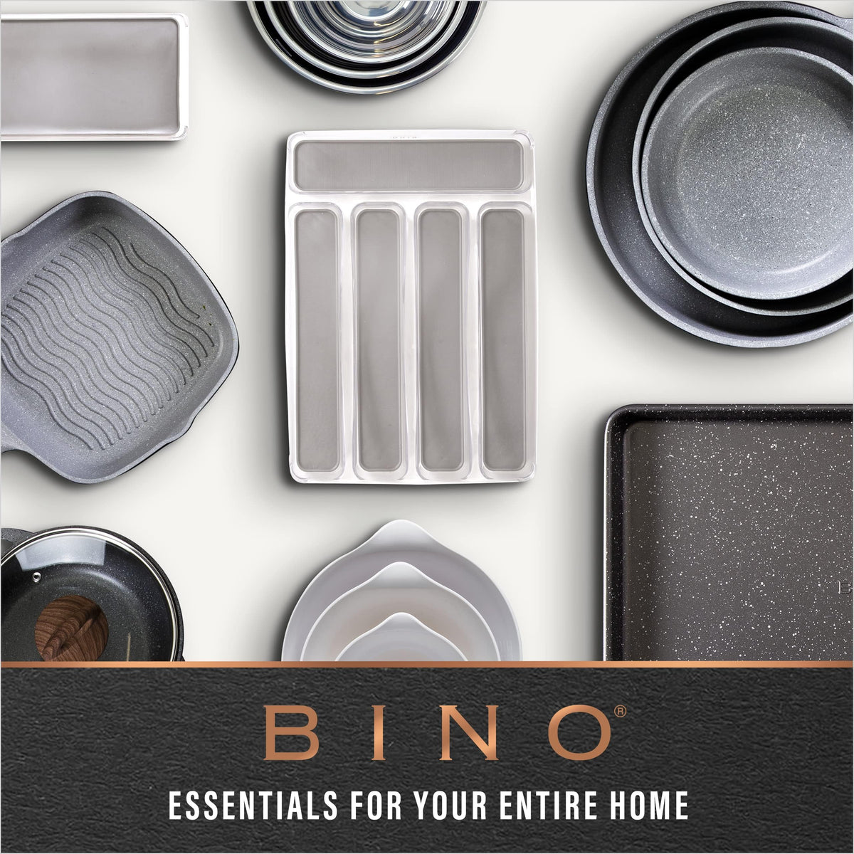 BINO | Plastic Organizer Bins, Small - 4 Pack | The SOHO Collection | Multi-Use Plastic Bin | Pantry & Freezer Organizer Bin | Storage Containers | Bins for Home & Kitchen Org