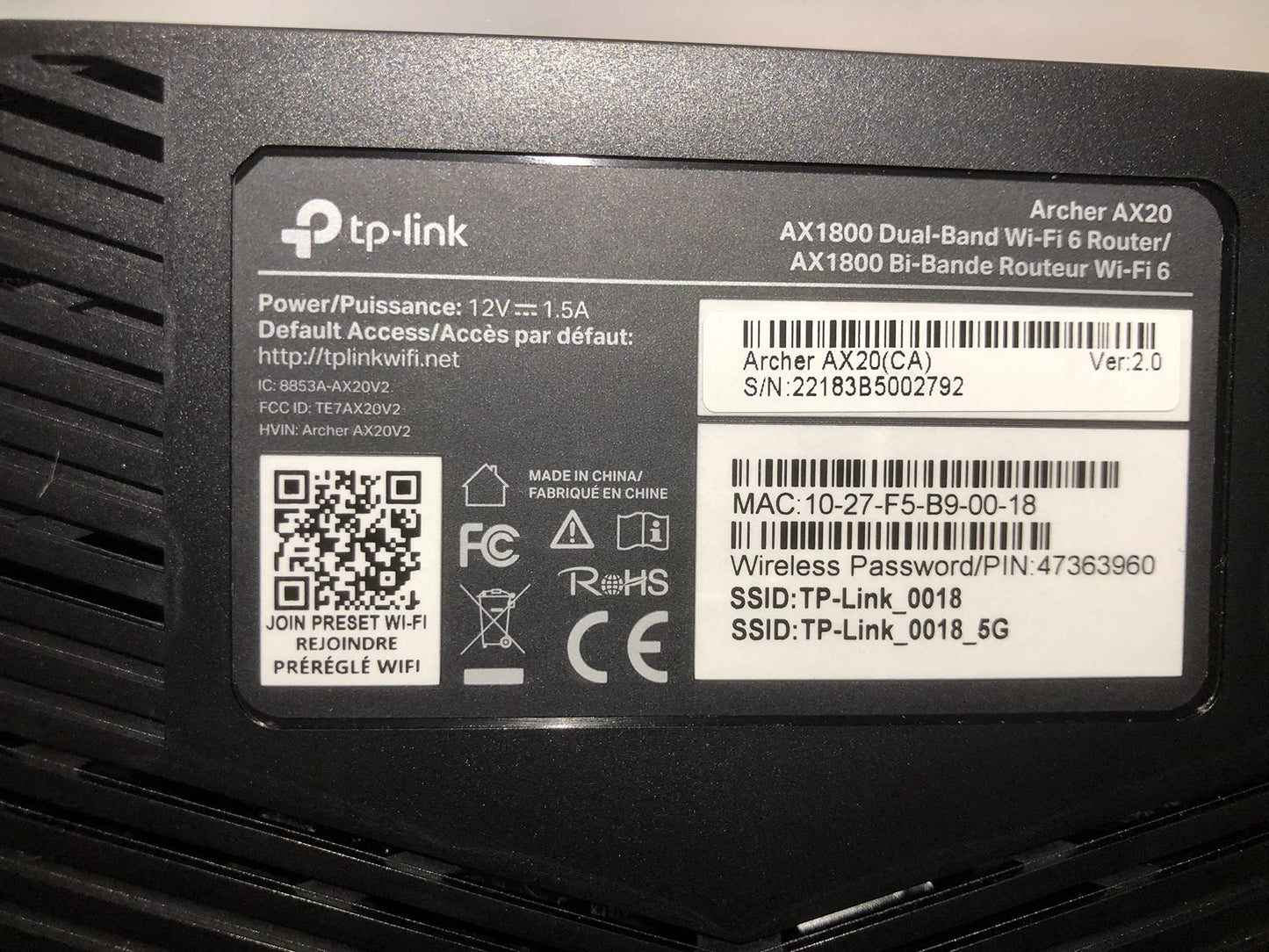 TP-Link Archer AX20 AX1800 Smart Dual-Band Wi-Fi 6 Router (Renewed)
