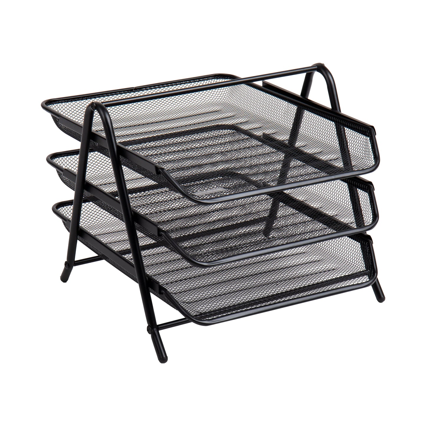 Mind Reader 3-Tier Paper Tray, Desktop Organizer, File Storage, Workspace, Office, Metal Mesh, 11.75"L x 13.75"W x 10"H, Black