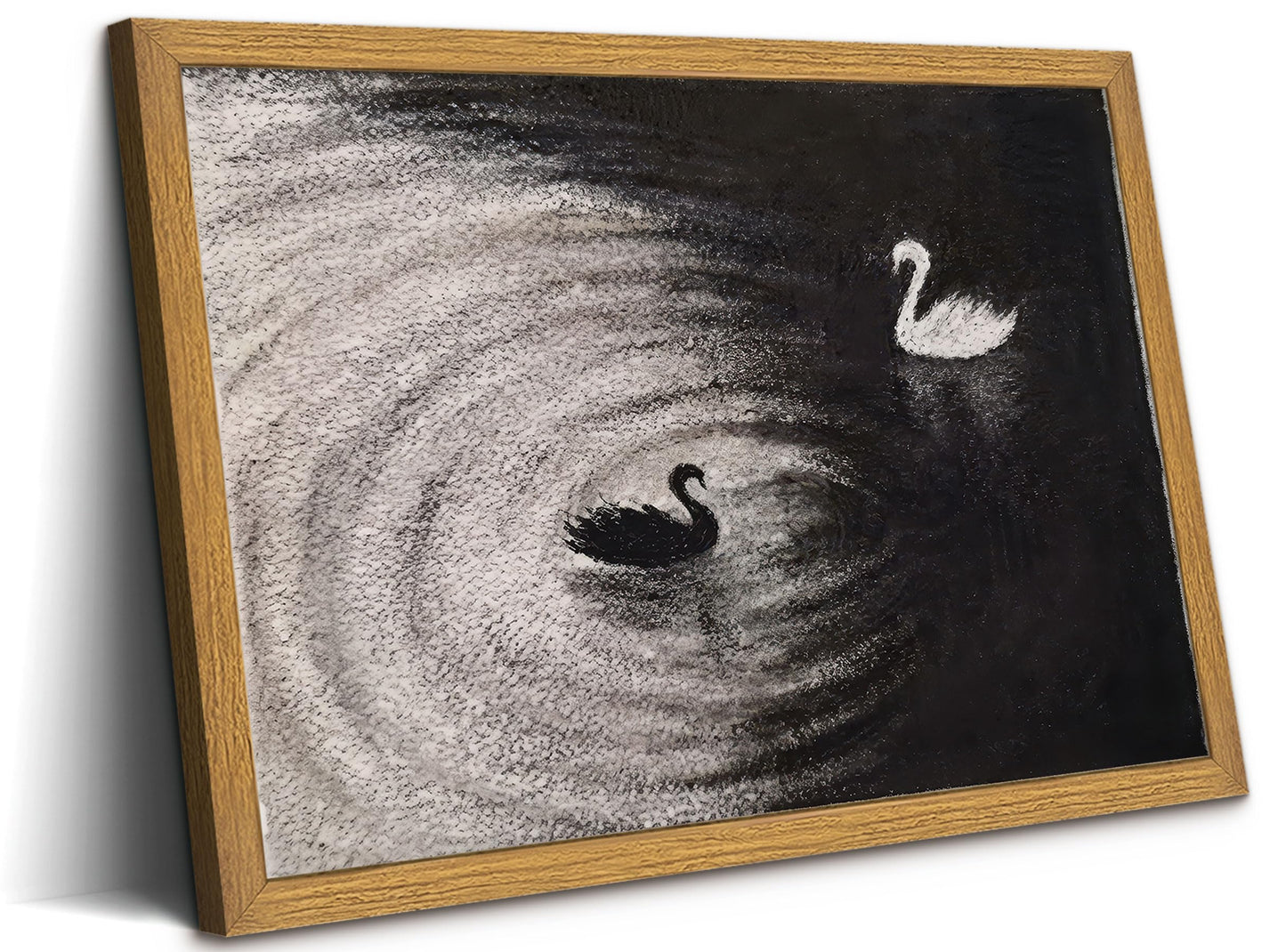 Framed Black and White Swan Canvas Wall Art Abstract Lake Swans Wall Decor Picture Modern Minimalist Animal Poster Painting Print for Living Room Children's Room Bedroom Office Home Decoration