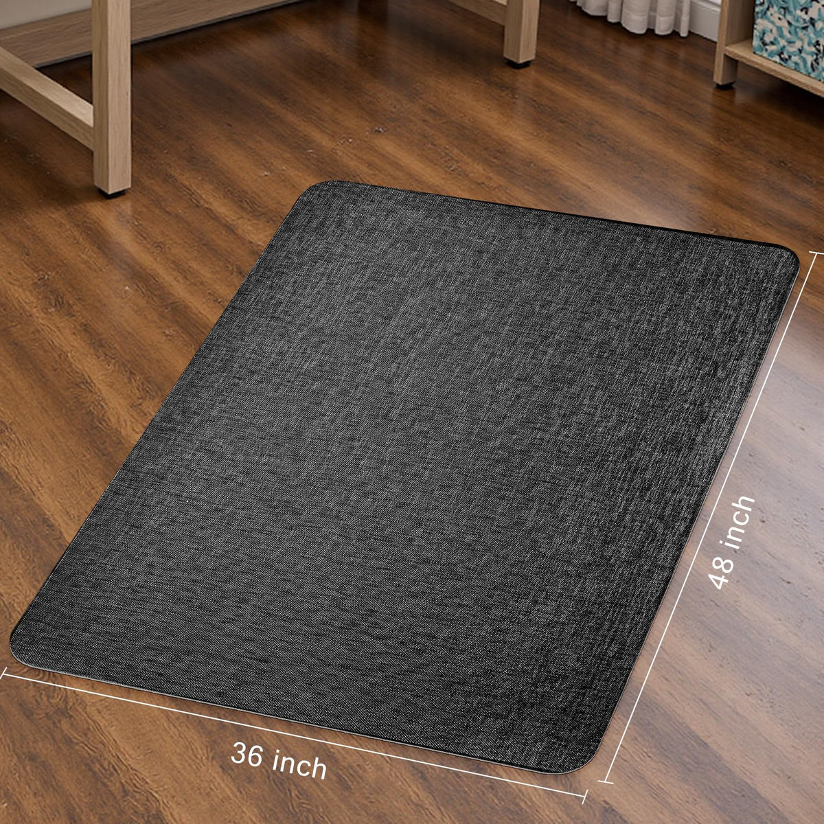 Sycoodeal Office Chair Mat for Hardwood & Tile Floor, 36" x 48" Heavy Duty Computer Gaming Chair Mat for Rolling Chairs Non-Curve, Anti-Slip, Floor Protector for Home Office (Black)
