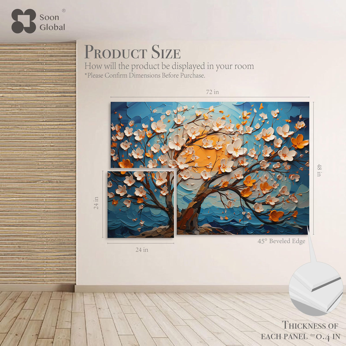 Soon Global Acoustical Wall Panels, 72 X 48 Inches Art Acoustic Panels, Decorative Acoustic Panels, Acoustic Wall Panels, Sound Absorbing Wall Art, Canvas