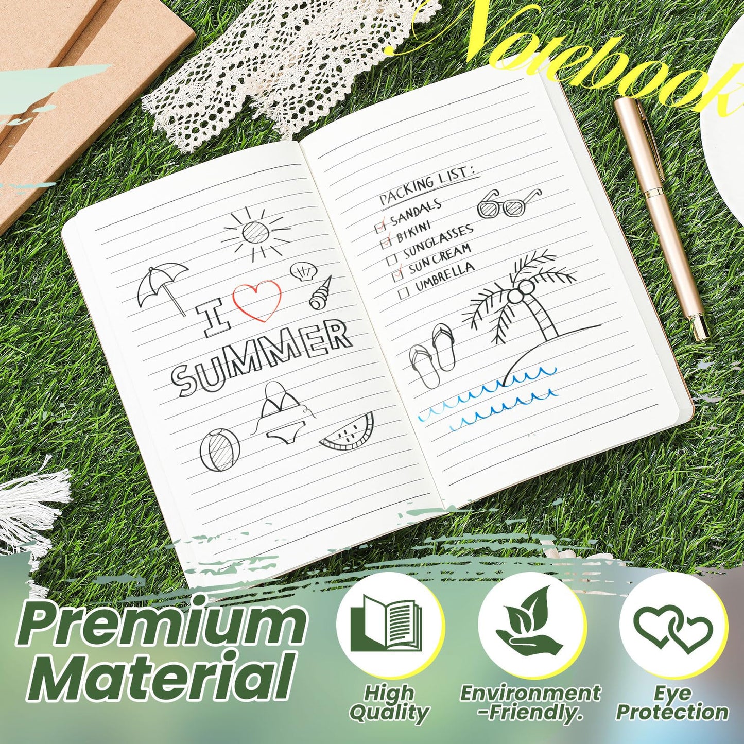 Zhanmai 5 Pack A5 Journal Refill 5.5 x 8.2'' Refillable Notebook Inserts A5 Paper Refill Kraft Travelers Journal Notebooks for Office School Writing Supplies, 100 Sheets/200 Pages