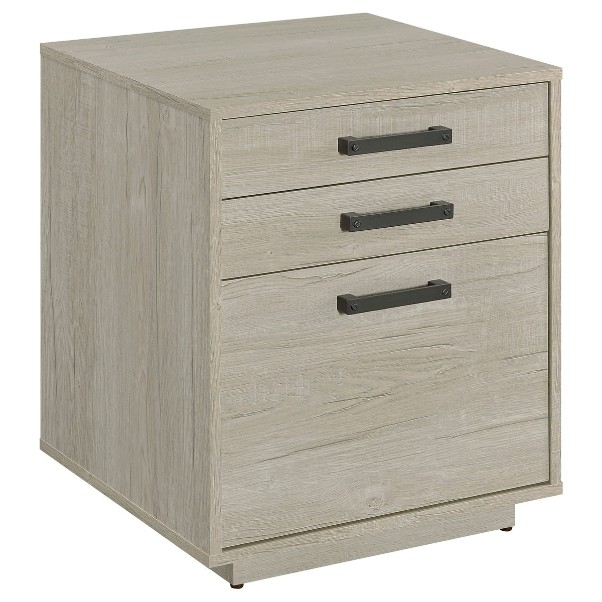 Coaster Home Furnishings - Loomis - Engineered Wood & Veneer - 3-Drawer Modern File Cabinet with Drawer Pulls and Euro Glides - Home Office - Whitewashed Gray - 805882