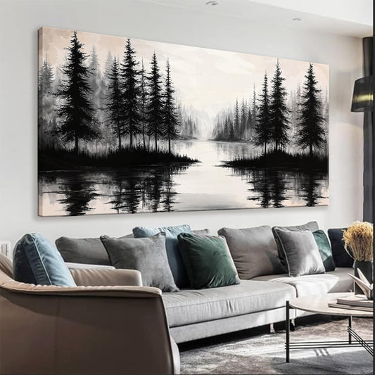 QSQ Canvas Art Wall Decor Print Modern Landscape Wall Art For Bedroom Modern Office Home Wall Decorations Forest River Landscape Paintings Pictures Artwork Aesthetic 20 X 40 In