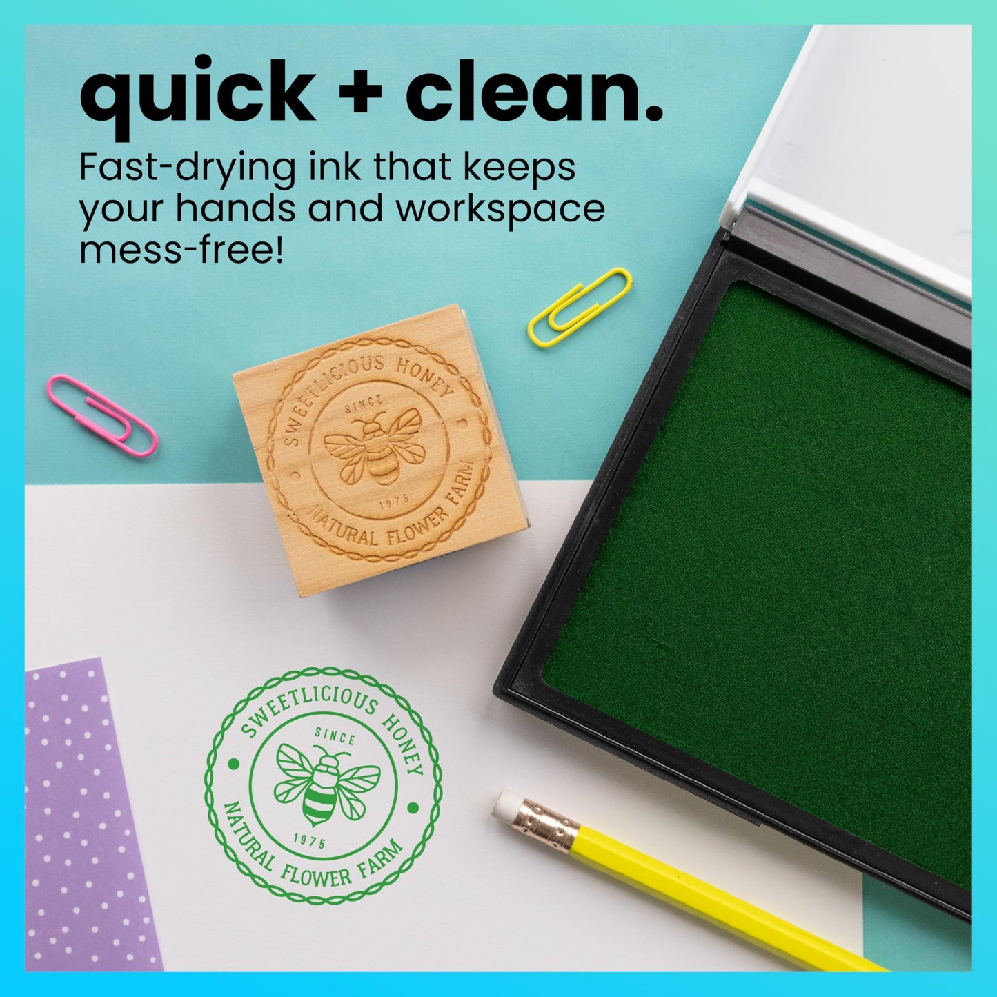 ExcelMark Rubber Stamp Ink Pad Extra Large 3-7/8" x 7" (Green)