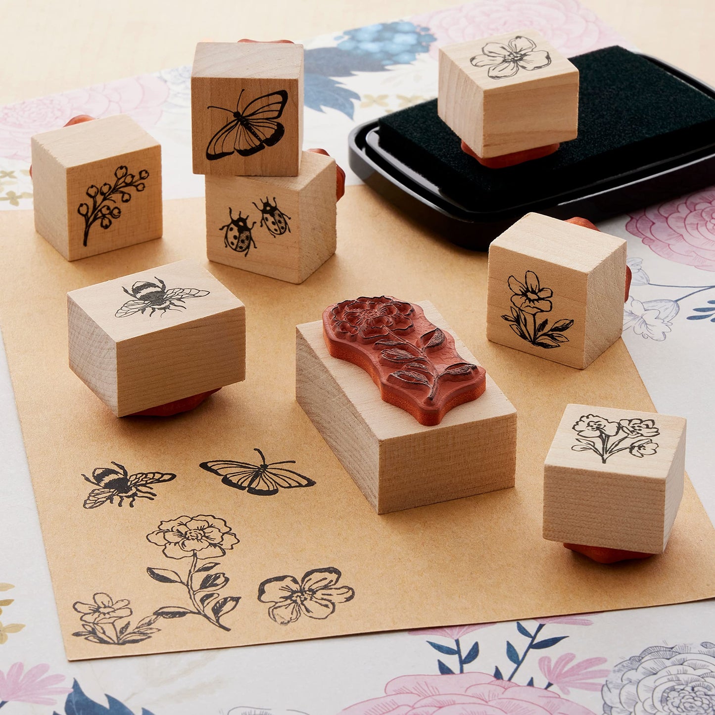 Recollections Flower Wood Stamp Set - Woods Stamps for Stationary, Scrapbooking, School Projects, Arts & Crafts - 1 Pack10185545