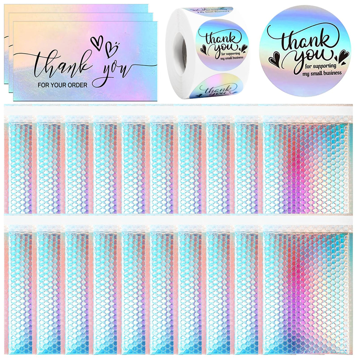 IJRPLM 50 Pcs Metallic Bubble Mailers,Holographic Bubble Mailers 5.9 x 9.6 Inch,Self Seal Waterproof Shipping Bags,Poly Padded Envelopes for Mailing Packaging Small Business