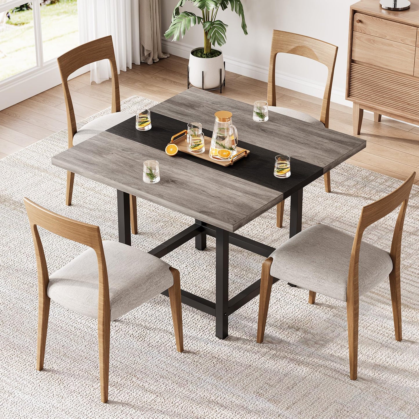 LITTLE TREE 39-Inch Square Small Conference Room Table for 4 People, Wood Computer Desk for Home Office, Small Space (Chair not Included)