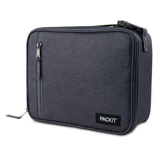 PackIt(R) Freezable Classic Lunch Box, City Charcoal, Built with EcoFreeze(R) Technology, Collapsible, Reusable, Zip Closure With Front Pocket and Buckle Handle, For Work Lunch