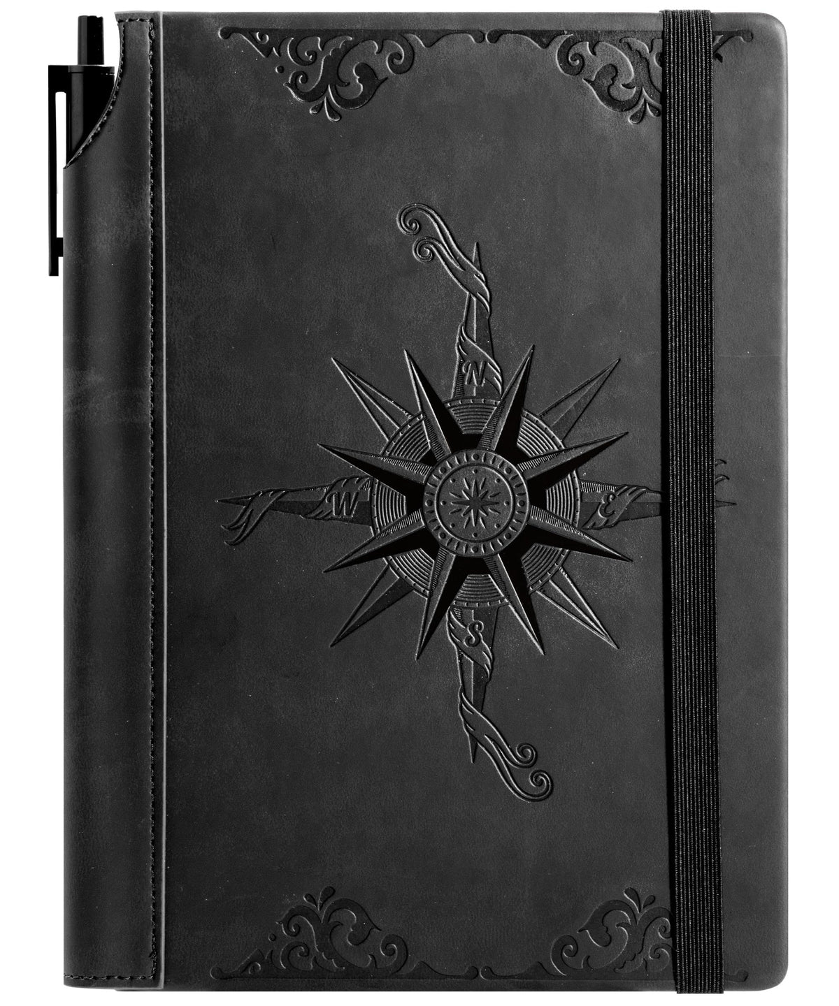 CAGIE Compass Leather Notebook Journal for Men, 100 GSM 288 Pages Lined Journals for Writing, A5 Hardcover Journaling Notebooks Gift Set with Pen for Travel Office Daily Writing